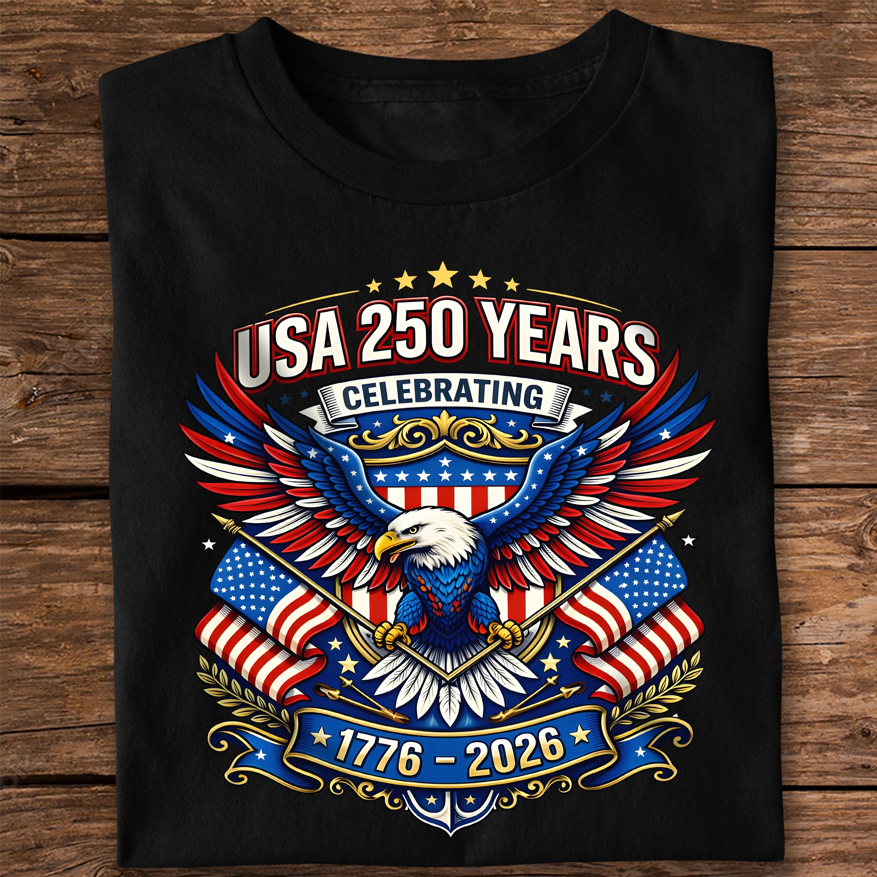 Celebrate USA 250 Years Eagle Patriotic TShirt 1776-2026 USA 250th Anniversary Dark Shirt CH07 910962 - Image 2