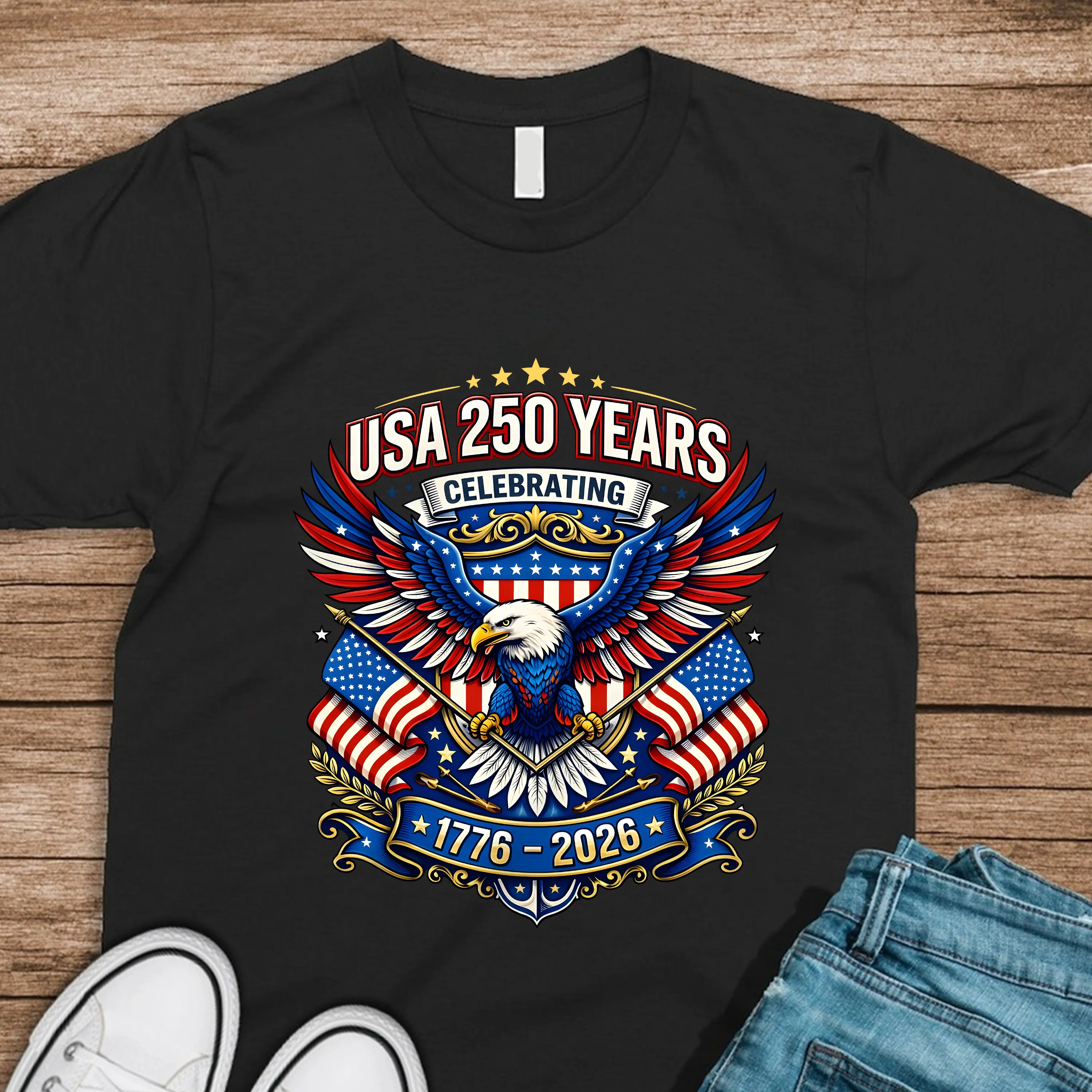 Celebrate USA 250 Years Eagle Patriotic TShirt 1776-2026 USA 250th Anniversary Dark Shirt CH07 910962 - Image 6