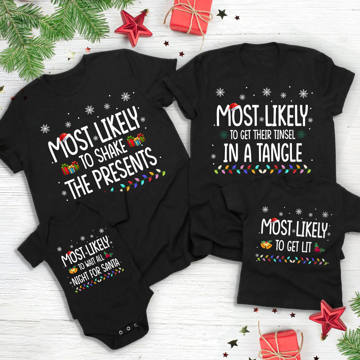Colored Lights Most Likely To Family Matching Shirts Personalized Christmas Gift For Family CH07 899344 - Image 2