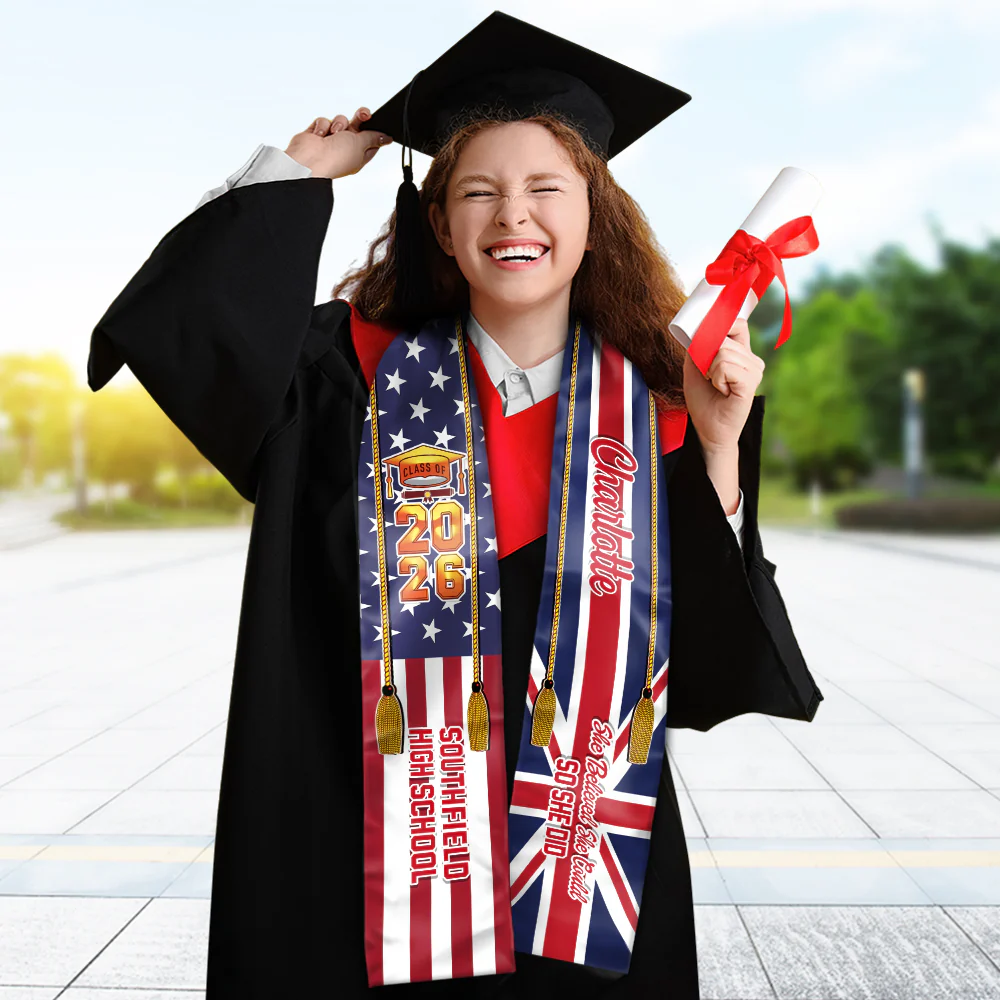 Country Flag Class of 2026 - We Are So Proud of You Stoles Sash, Graduation Gift, Senior Gift CH07 910056 - Image 4