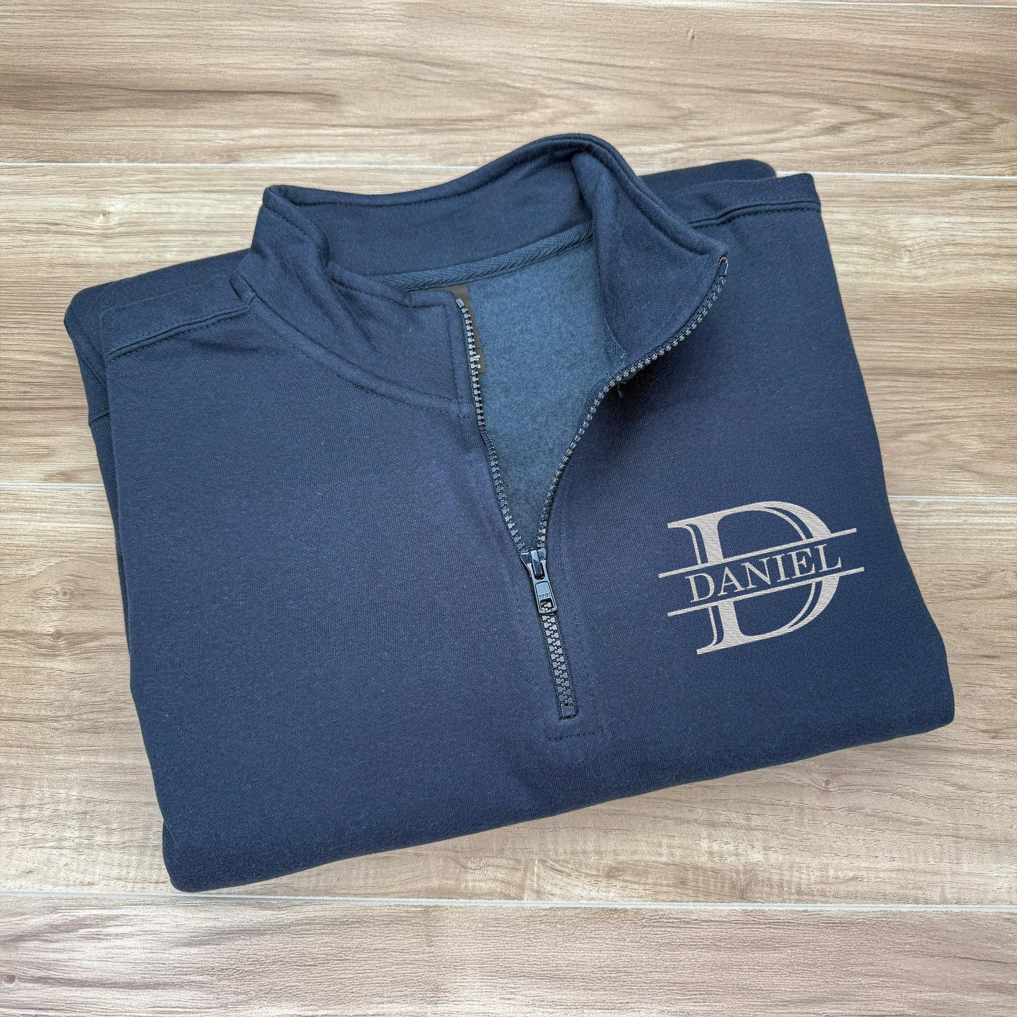 Custom Alphabet Name Embroidered Quarter Zip Sweater CH07 910000 - Image 4
