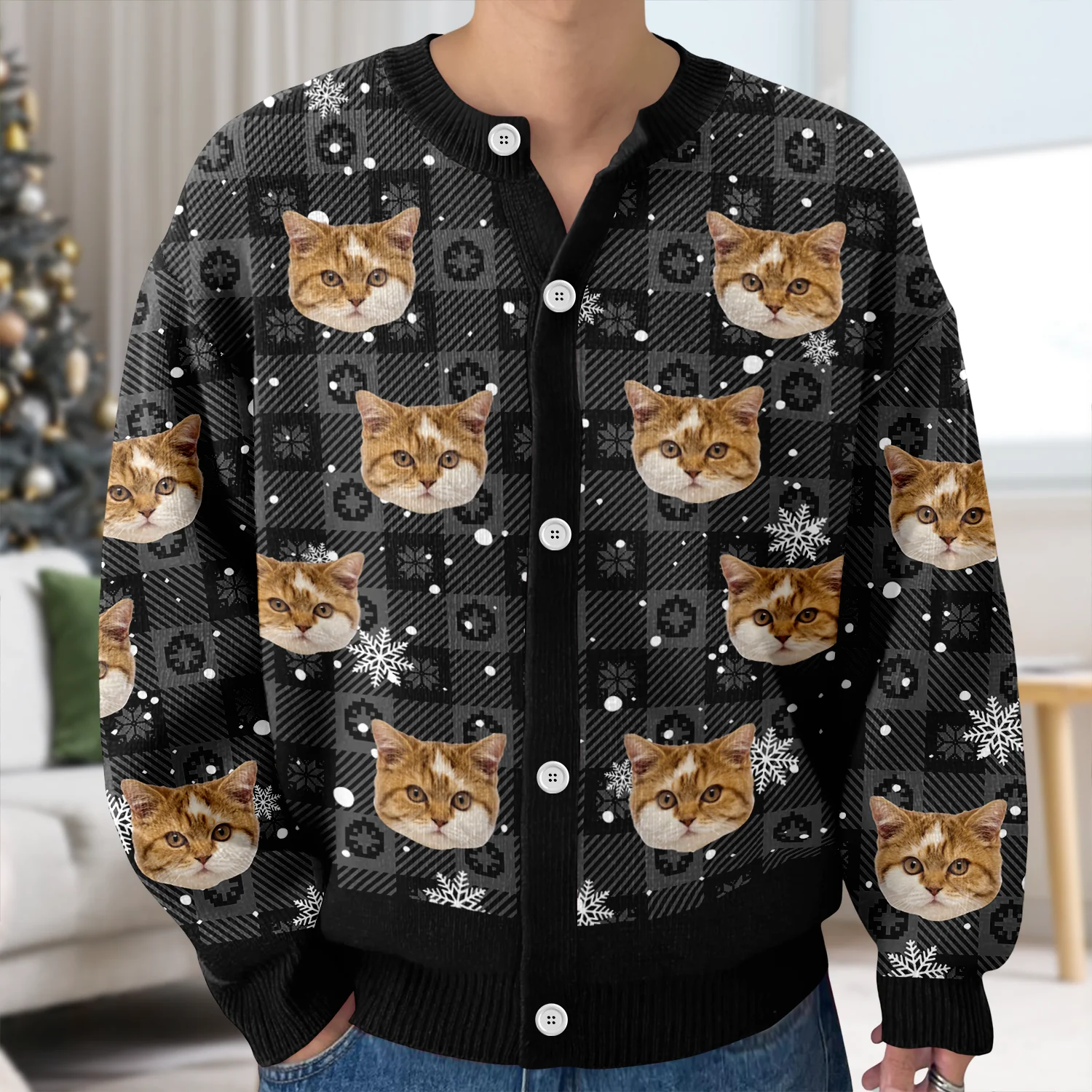 Custom Buddy Photo Christmas Snow Cardigan CH07 899584 - Image 4