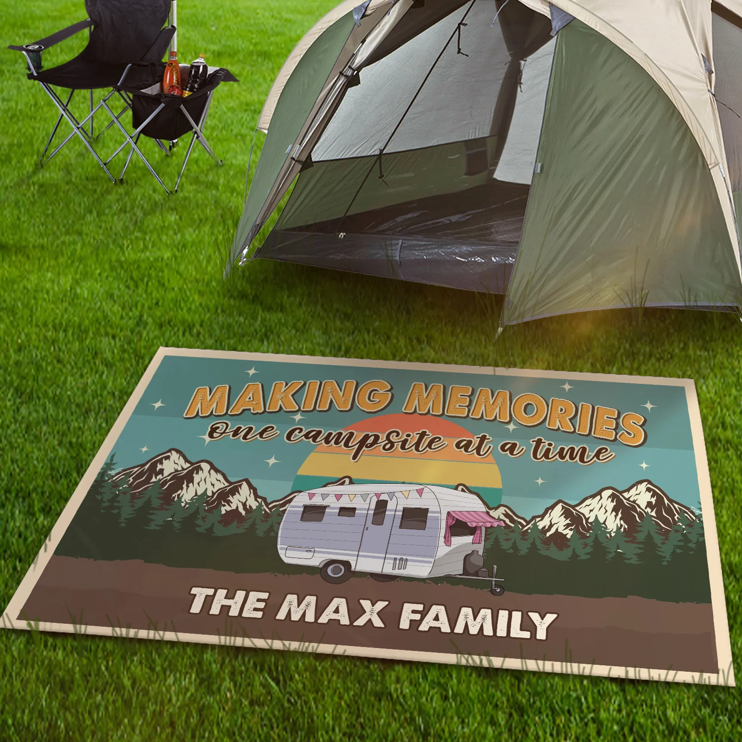 Custom Camping Patio Rug Welcome to Our Campsite Retro Mat For Camping Lovers CH07 896200 - Image 6