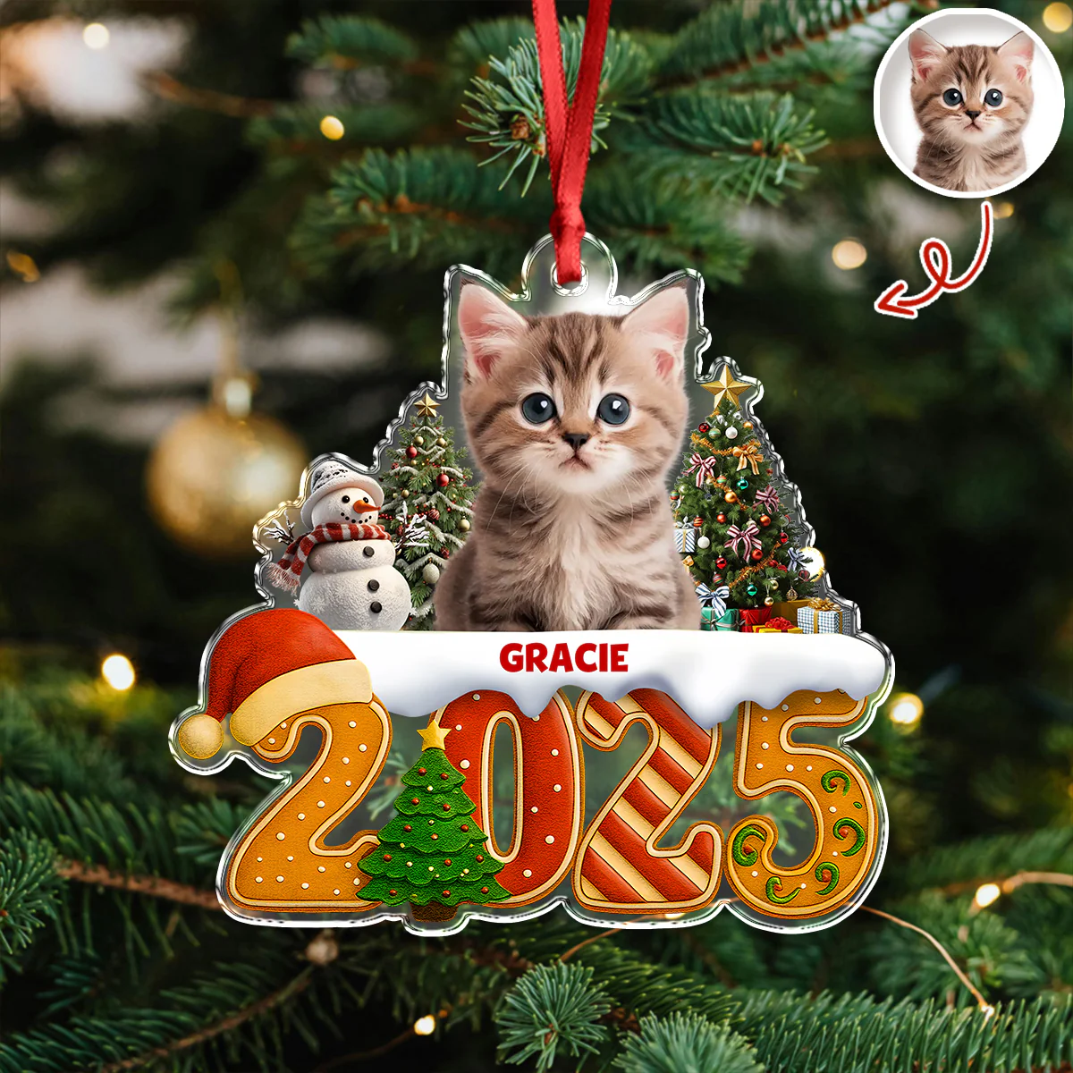 Custom Cat Christmas Cake Crew Photo - Personalized Acrylic Ornament CH07 899706 - Image 7