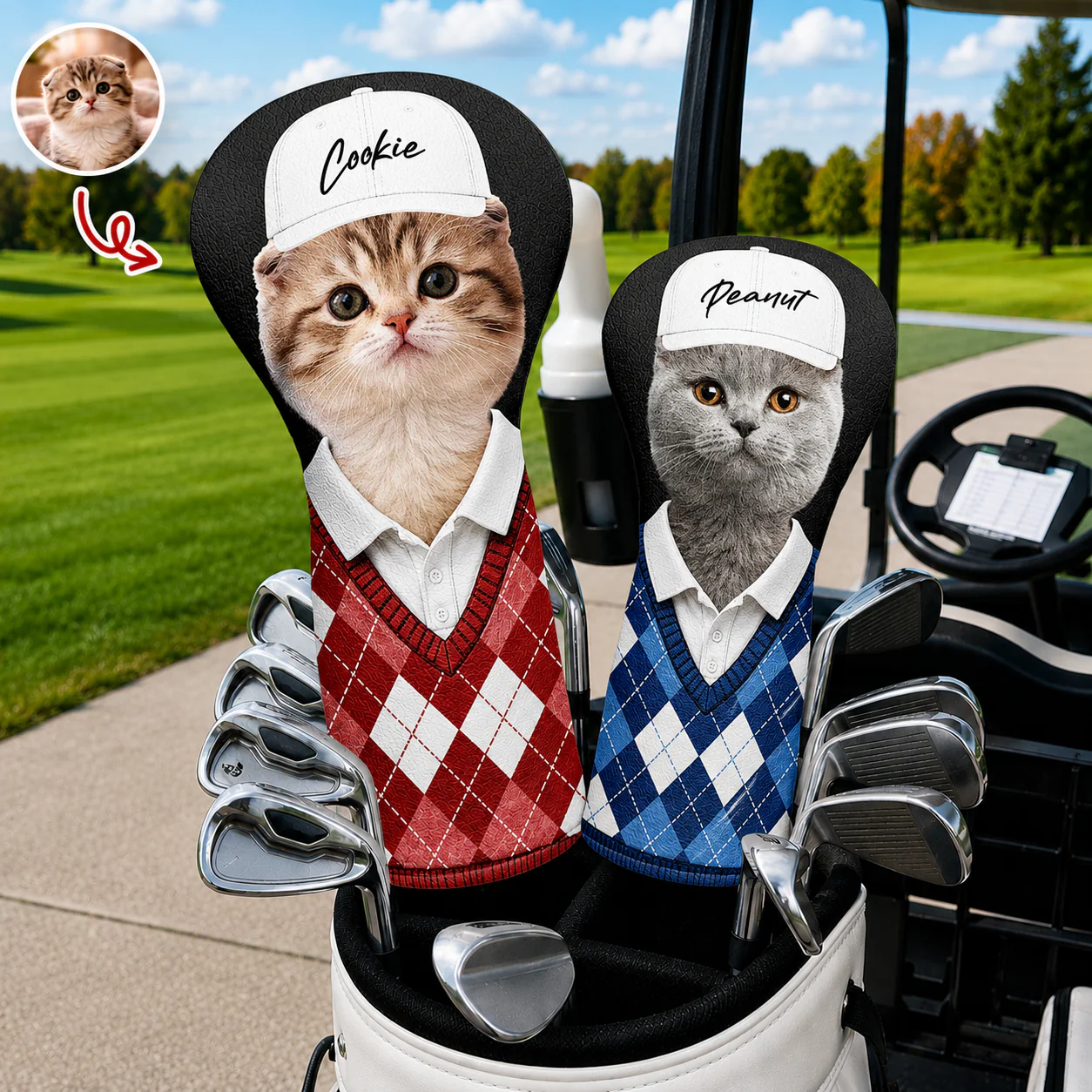 Custom Cat Dog Pet Photo Golf Head Cover, Golf Club Cover - Gift For Dog Cat Dad Mom, Golf Lovers CH07 911412 - Image 3