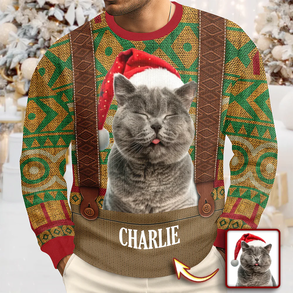Custom Cat Photo Frozen Christmas Ugly Sweater For Cat Lovers CH07 899956 - Image 4