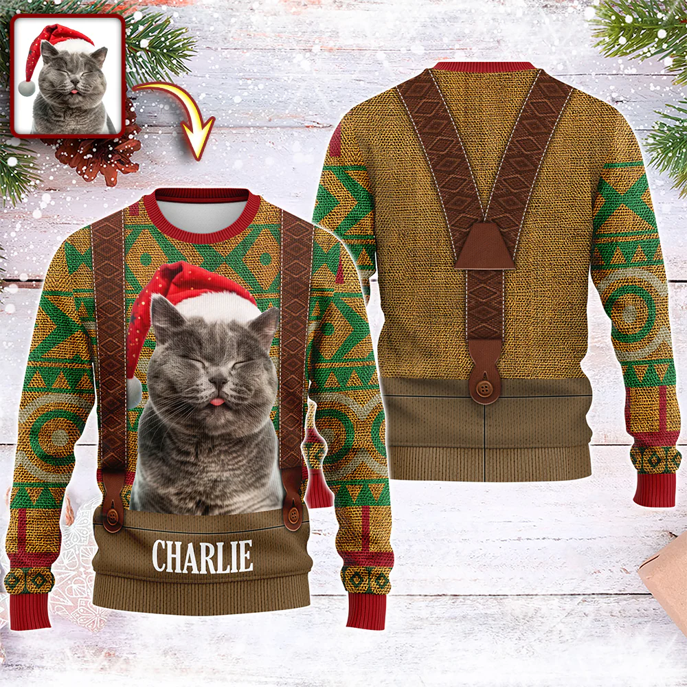 Custom Cat Photo Frozen Christmas Ugly Sweater For Cat Lovers CH07 899956 - Image 5