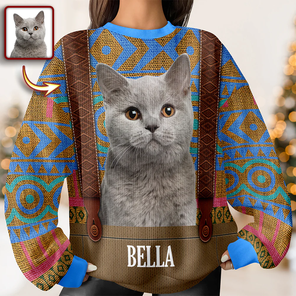 Custom Cat Photo Frozen Christmas Ugly Sweater For Cat Lovers CH07 899956 - Image 6