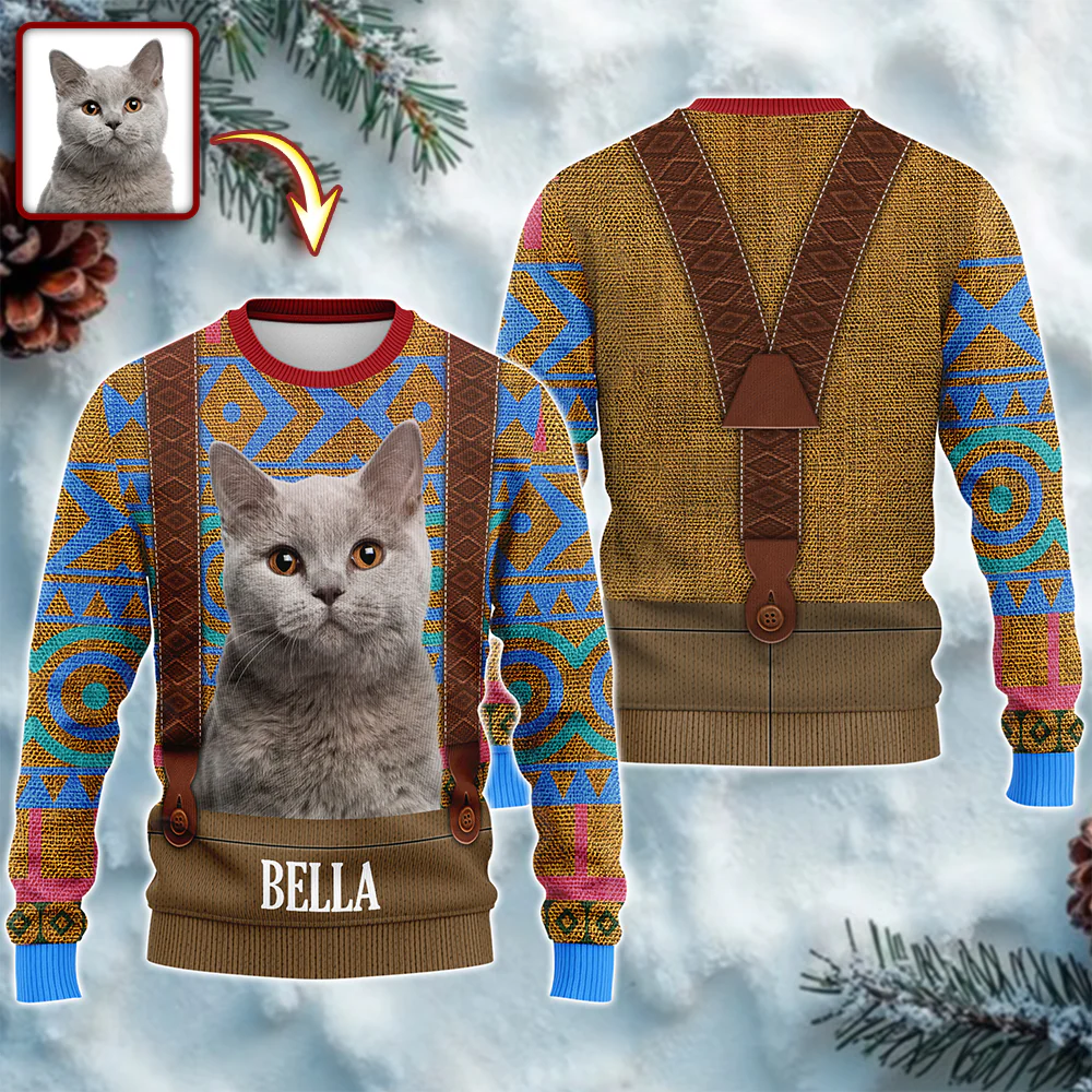 Custom Cat Photo Frozen Christmas Ugly Sweater For Cat Lovers CH07 899956 - Image 7