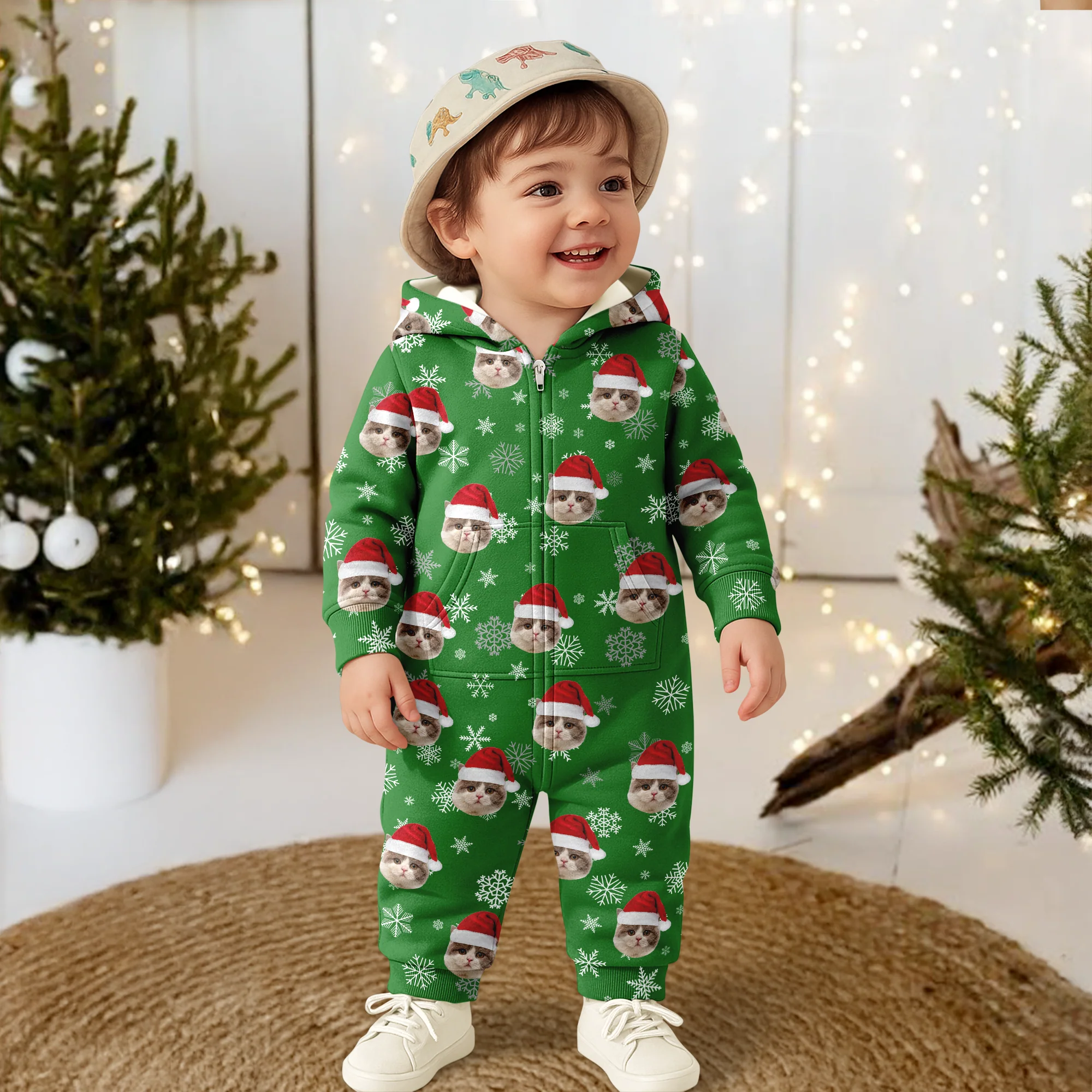 Custom Cat Photo Santa Christmas Onesie Pajamas CH07 899308 - Image 2