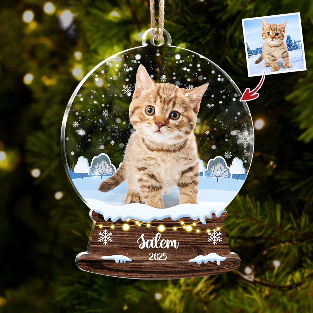 Custom Cat Photo Snowball Acrylic Ornament Christmas Gift For Cat Lovers CH07 896834 - Image 5