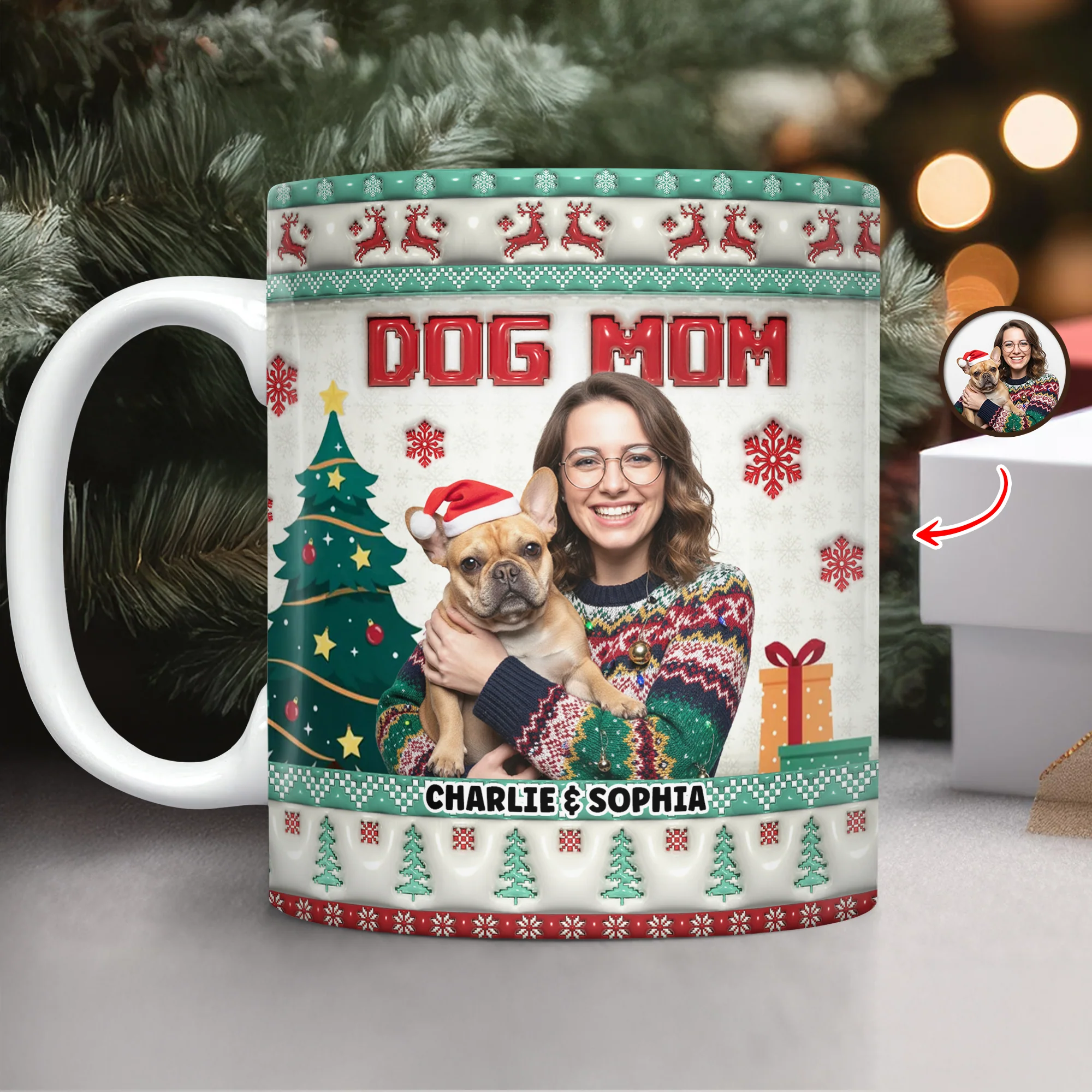 Custom Christmas Dog Mom Cat Mom- Personalized Custom 3D Inflated Effect Mug CH07 896588 - Image 2