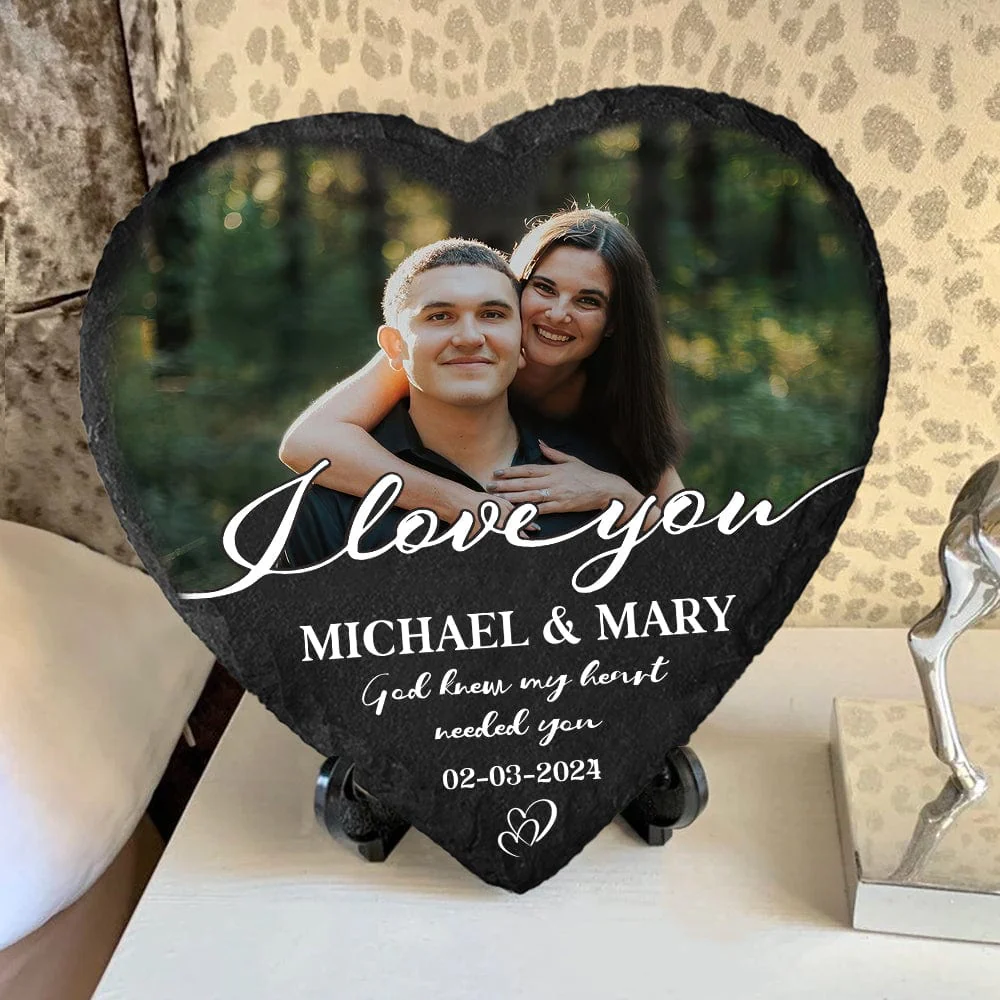 Custom Couple Photo God Knew My Heart Needed You Heart-Shaped Stone Couple Gifts HO82 895012 - Image 10