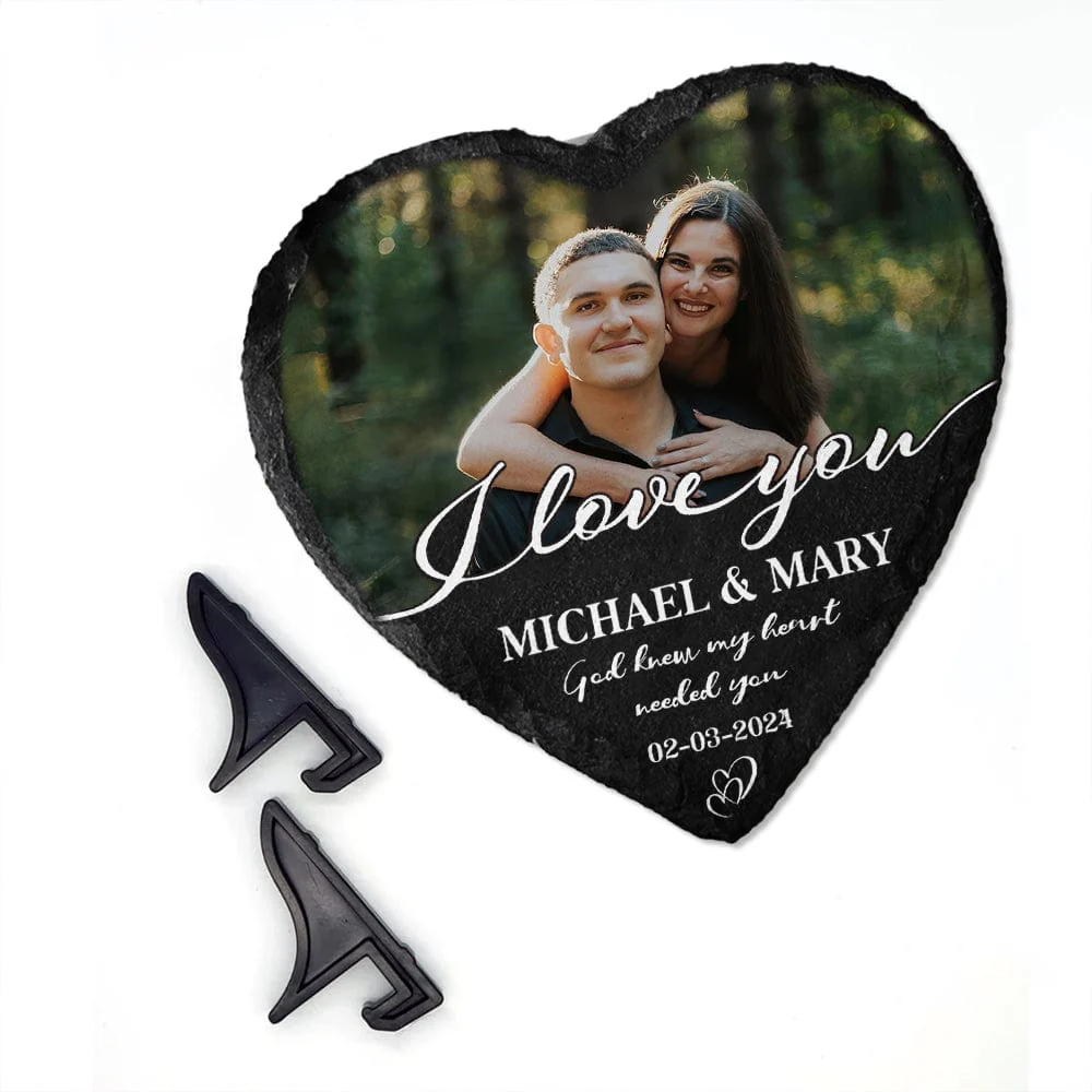Custom Couple Photo God Knew My Heart Needed You Heart-Shaped Stone Couple Gifts HO82 895012 - Image 2