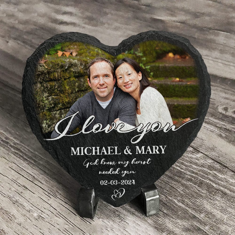 Custom Couple Photo God Knew My Heart Needed You Heart-Shaped Stone Couple Gifts HO82 895012 - Image 3