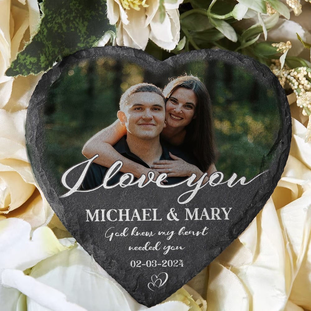 Custom Couple Photo God Knew My Heart Needed You Heart-Shaped Stone Couple Gifts HO82 895012 - Image 6