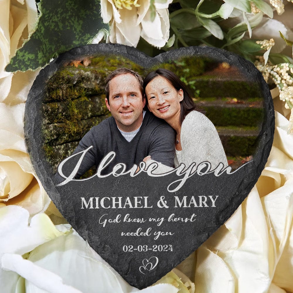 Custom Couple Photo God Knew My Heart Needed You Heart-Shaped Stone Couple Gifts HO82 895012 - Image 7