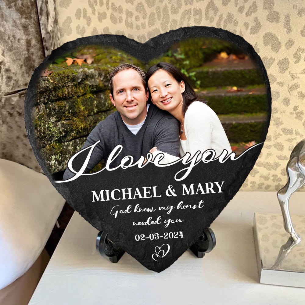 Custom Couple Photo God Knew My Heart Needed You Heart-Shaped Stone Couple Gifts HO82 895012 - Image 9