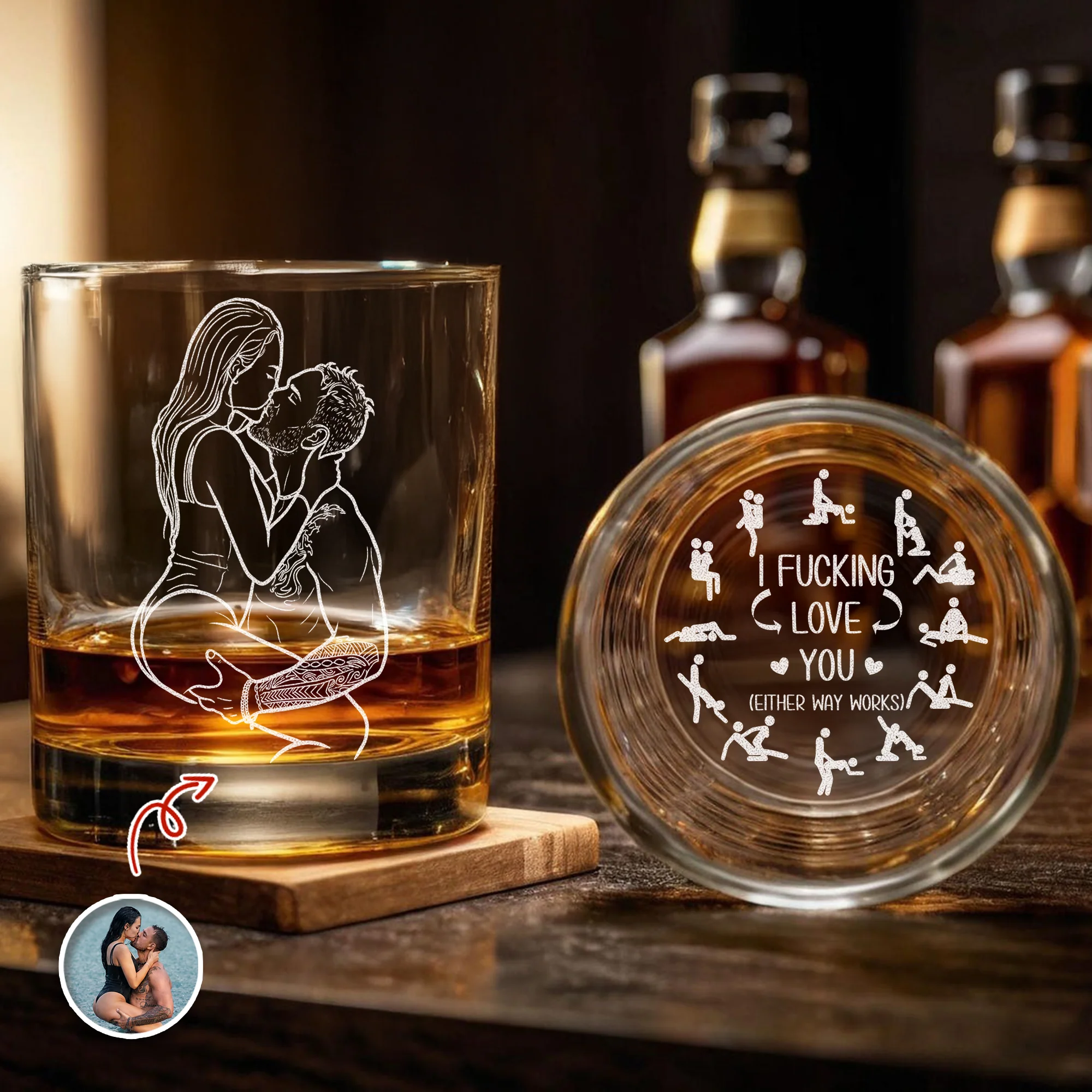 Custom Couple Photo I F*Cking Love You Either Way Works - Personalized Engraved Whiskey Glass Naughty Valentine Gift CH07 899726 - Image 3
