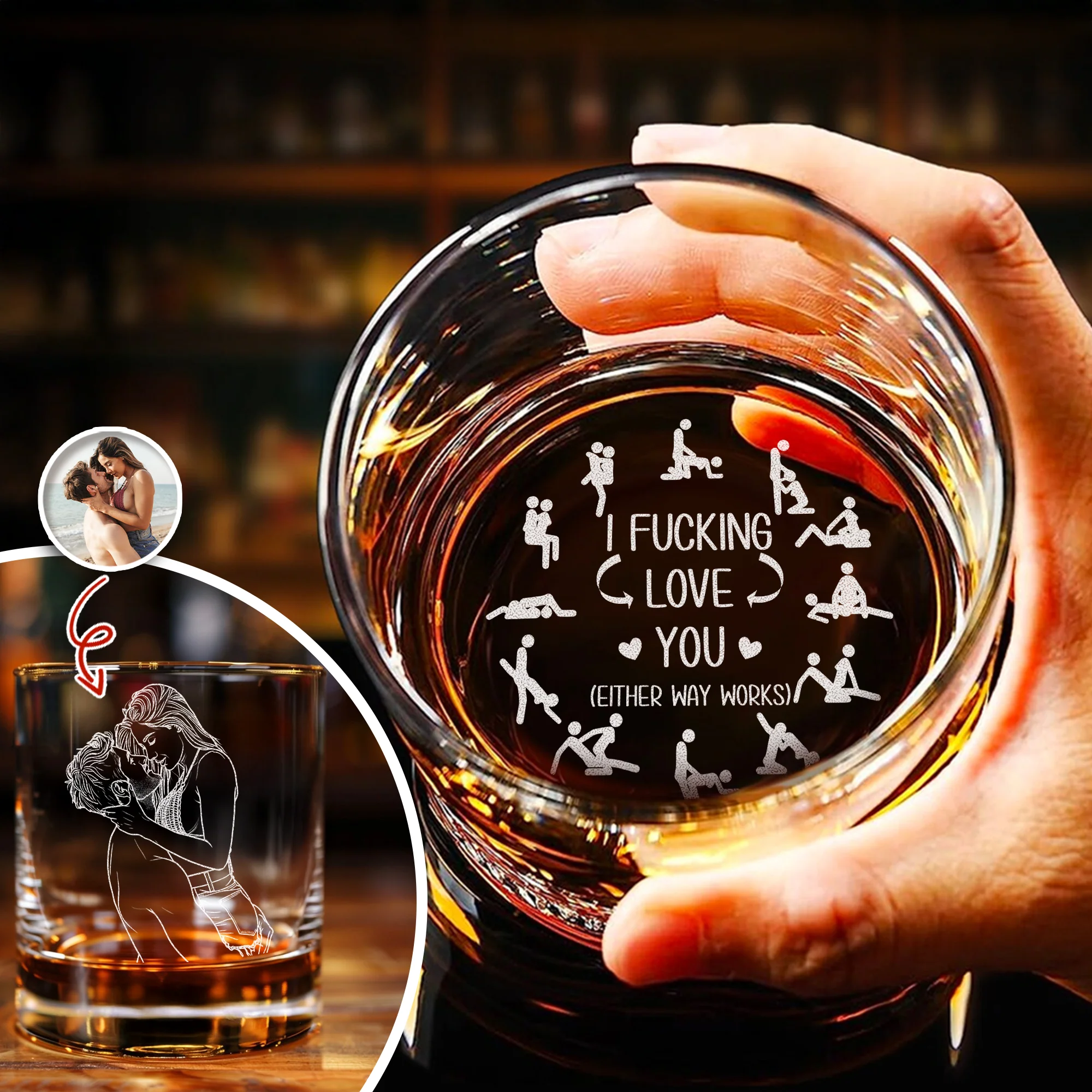 Custom Couple Photo I F*Cking Love You Either Way Works - Personalized Engraved Whiskey Glass Naughty Valentine Gift CH07 899726 - Image 4