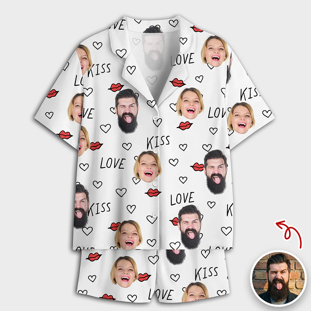 Custom Couple Photo Short Pajamas Matching Couple Clother, Valentine Gift CH07 895418 - Image 2