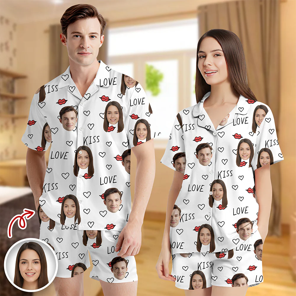 Custom Couple Photo Short Pajamas Matching Couple Clother, Valentine Gift CH07 895418 - Image 3