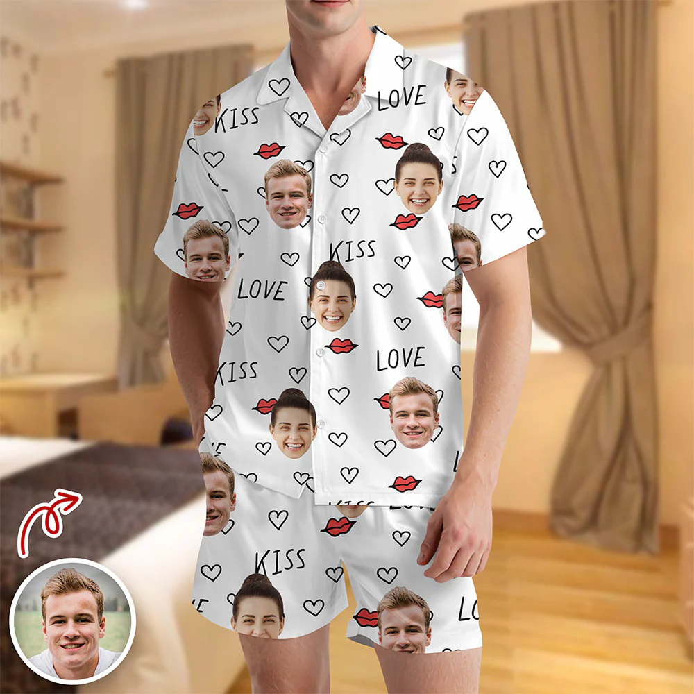 Custom Couple Photo Short Pajamas Matching Couple Clother, Valentine Gift CH07 895418 - Image 4