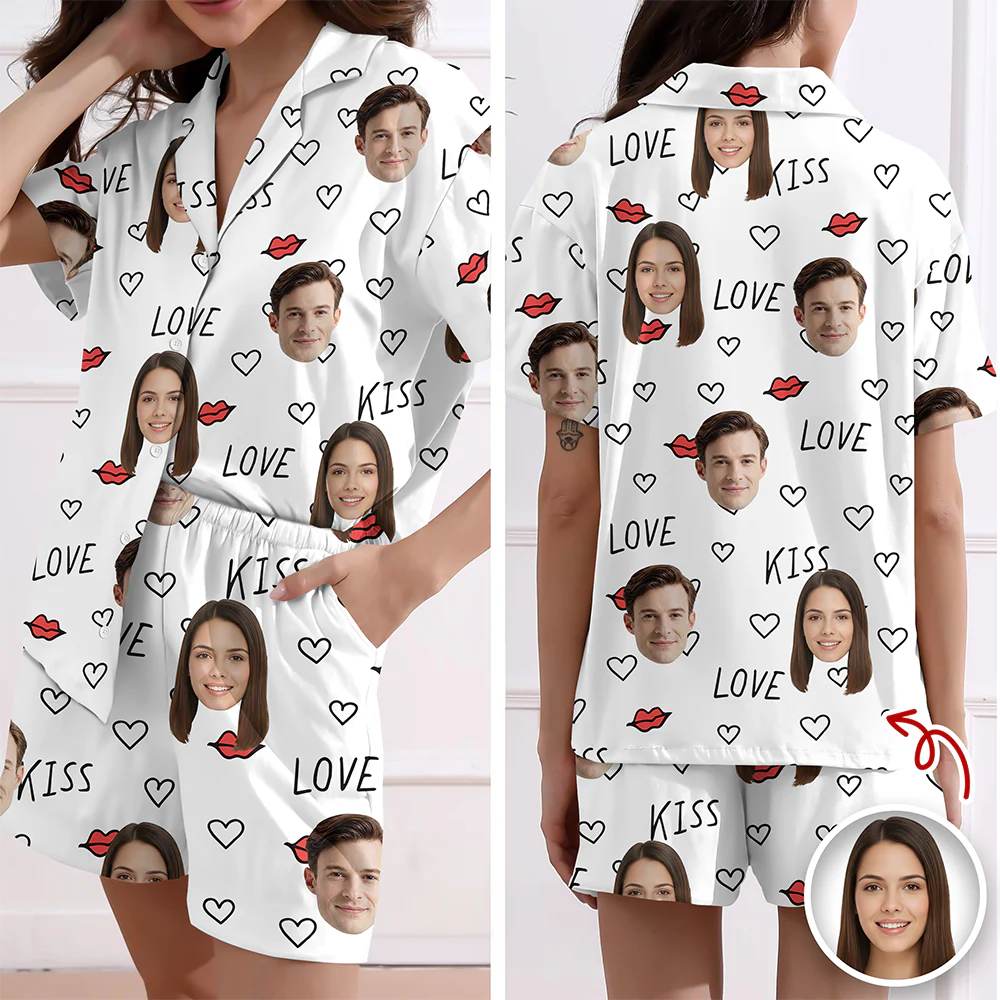 Custom Couple Photo Short Pajamas Matching Couple Clother, Valentine Gift CH07 895418 - Image 5