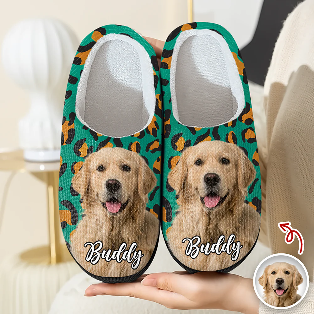 Custom Cute Pet Photo Leopard Slipper Gift For Dog Lovers CH07 896342 - Image 2