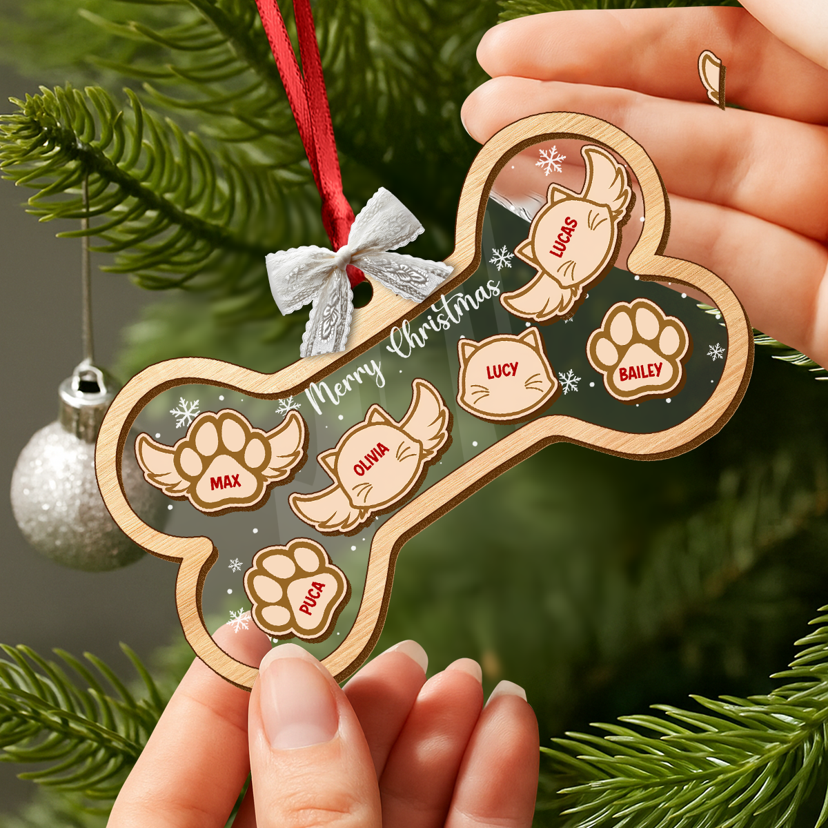 Custom Dog Cat Bone Christmas Shaker Ornament Dog Cat In Heaven Ornament CH07 896926 - Image 4