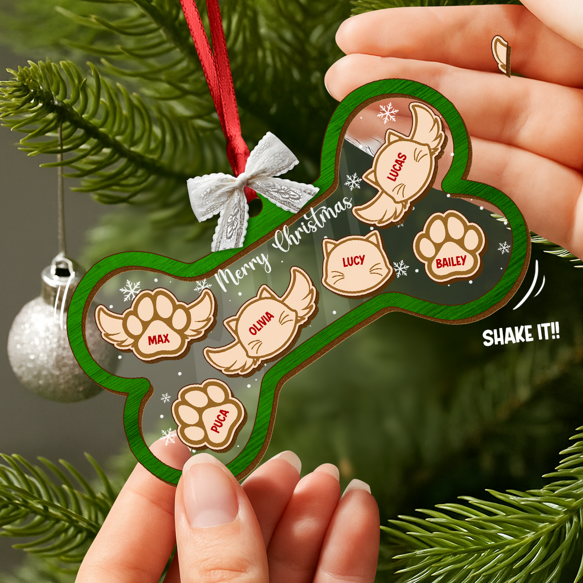 Custom Dog Cat Bone Christmas Shaker Ornament Dog Cat In Heaven Ornament CH07 896926 - Image 5