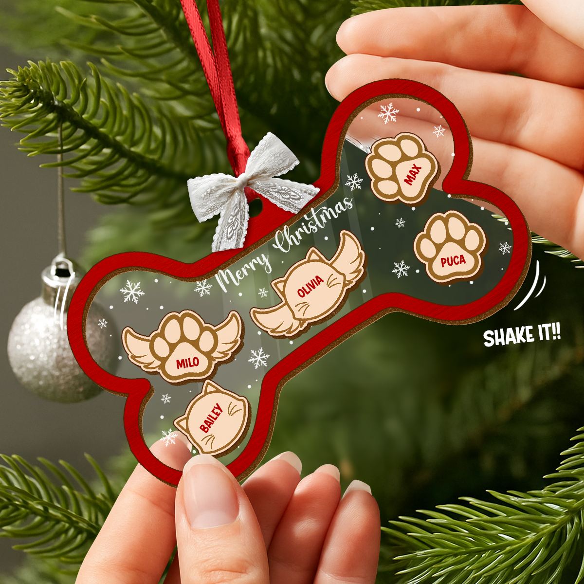 Custom Dog Cat Bone Christmas Shaker Ornament Dog Cat In Heaven Ornament CH07 896926 - Image 7