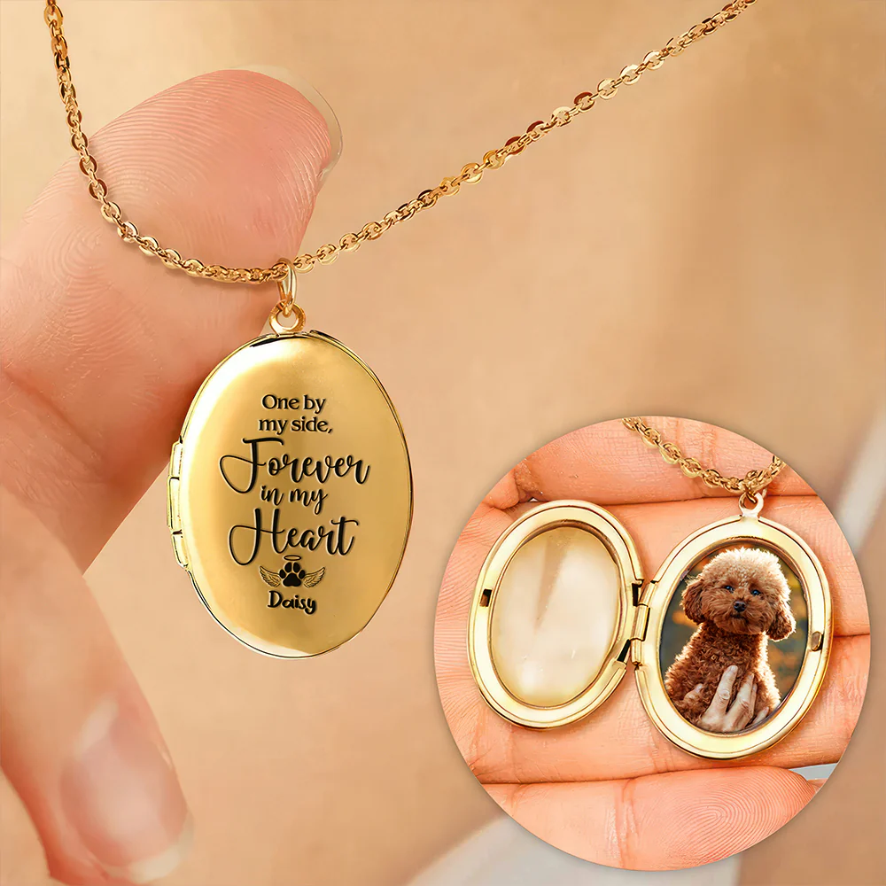Custom Dog Cat in Heaven Photo Personalized I am Alway With You Locket Necklace CH07 895576 - Image 2