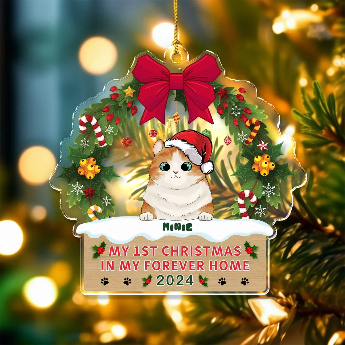 Custom Dog Cat My 1st Christmas In My Forever Home Acrylic Ornament Personalized Gift TH10 895004 - Image 2