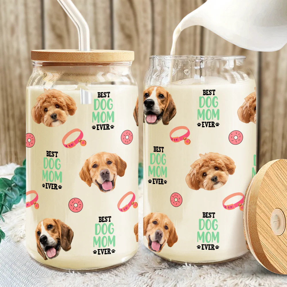 Custom Dog Cat Photo Best Dog Cat Mom Ever Personalized Glass Can CH07 895420 - Image 4