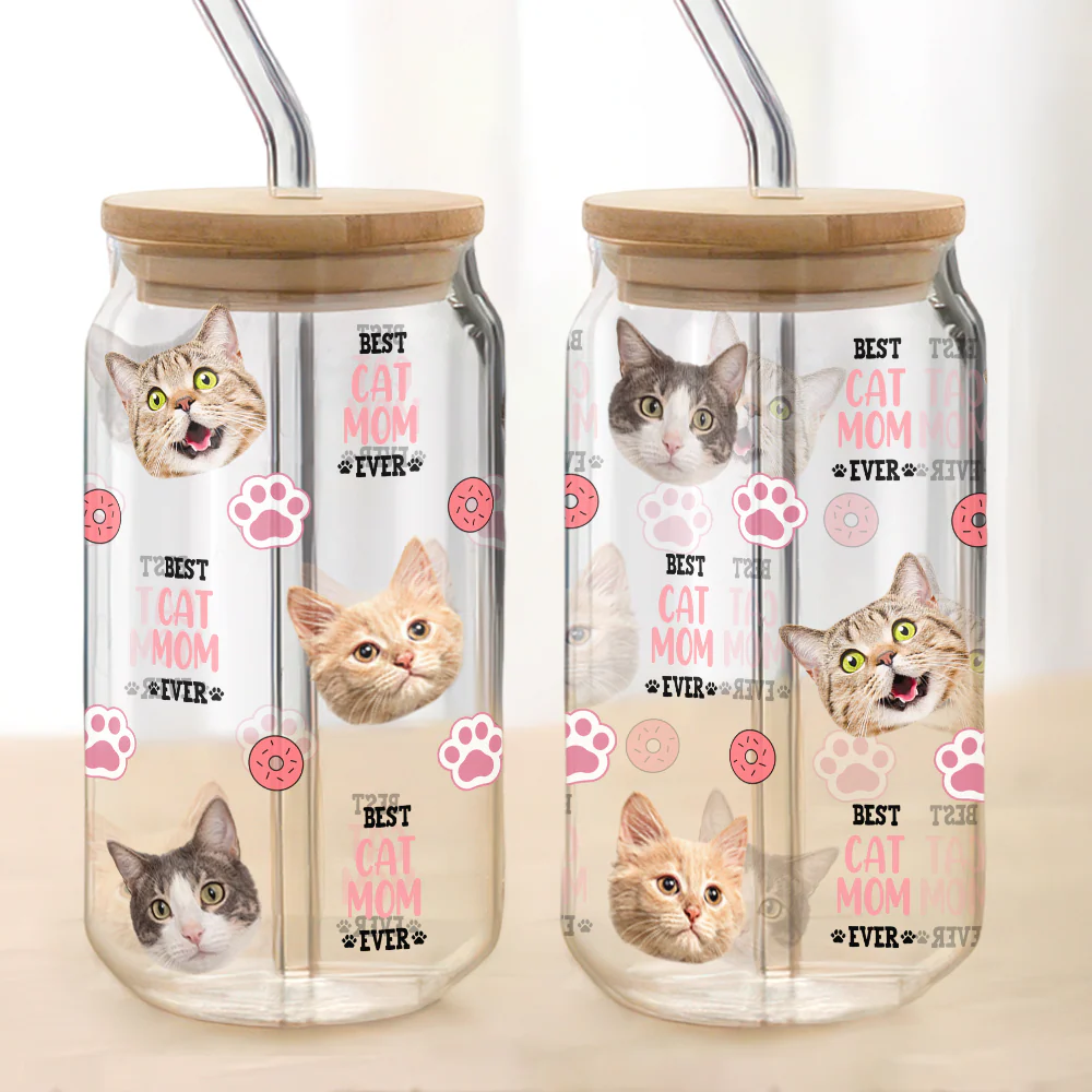 Custom Dog Cat Photo Best Dog Cat Mom Ever Personalized Glass Can CH07 895420 - Image 8