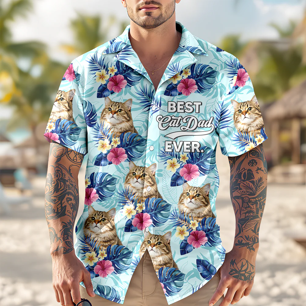 Custom Dog Cat Photo Best Dog Dad Ever Hawaiian Shirt Summer Gift CH07 896060 - Image 3
