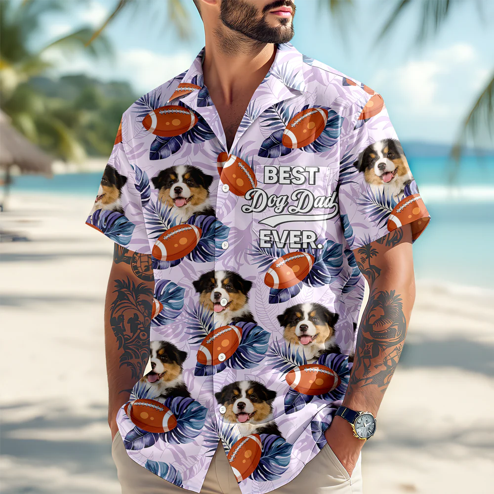 Custom Dog Cat Photo Best Dog Dad Ever Hawaiian Shirt Summer Gift CH07 896060 - Image 4