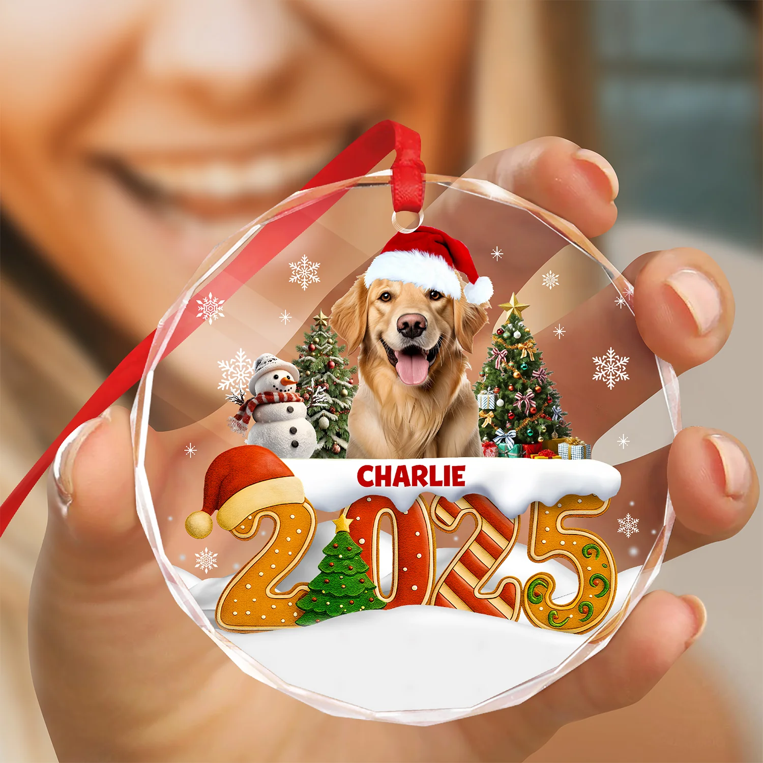 Custom Dog Christmas Cake Crew Photo - Personalized Glass Ornament CH07 899976 - Image 3