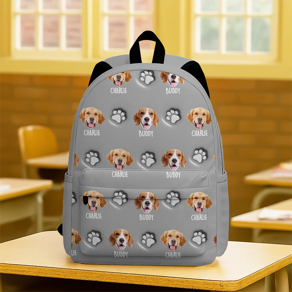 Custom Dog Face And Paw - Personalized Custom 3D Inflated Effect Backpack CH07 911152 - Image 2
