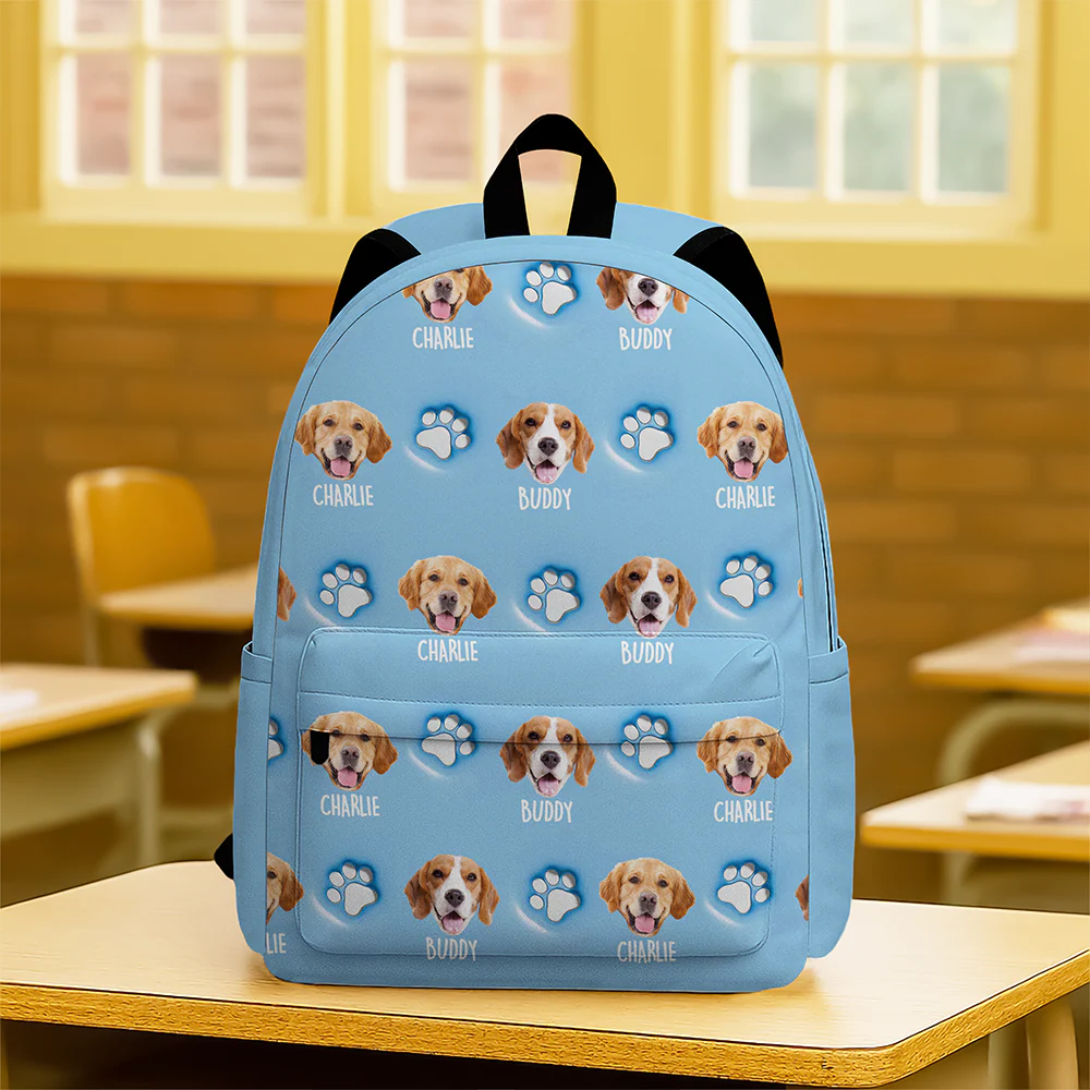 Custom Dog Face And Paw - Personalized Custom 3D Inflated Effect Backpack CH07 911152 - Image 3