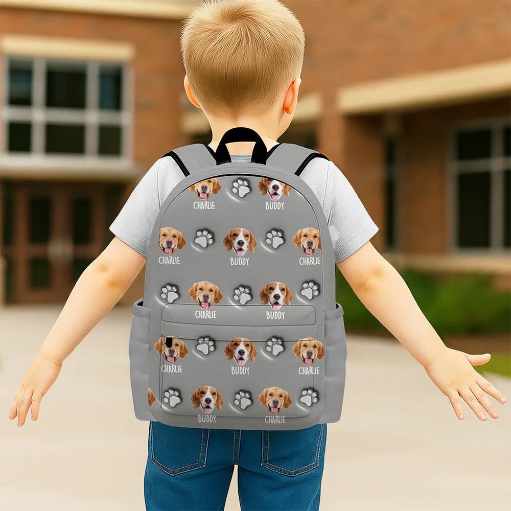 Custom Dog Face And Paw - Personalized Custom 3D Inflated Effect Backpack CH07 911152 - Image 5
