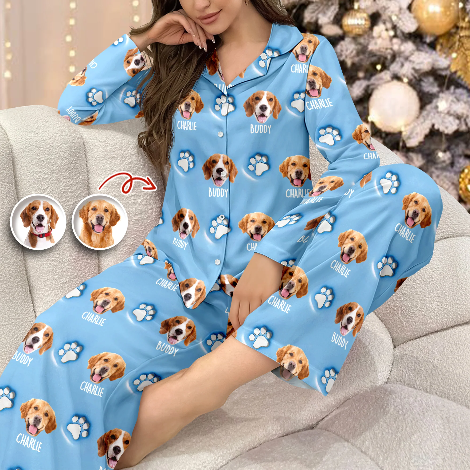 Custom Dog Face And Paw - Personalized Custom 3D Inflated Effect Pajamas CH07 899696 - Image 7