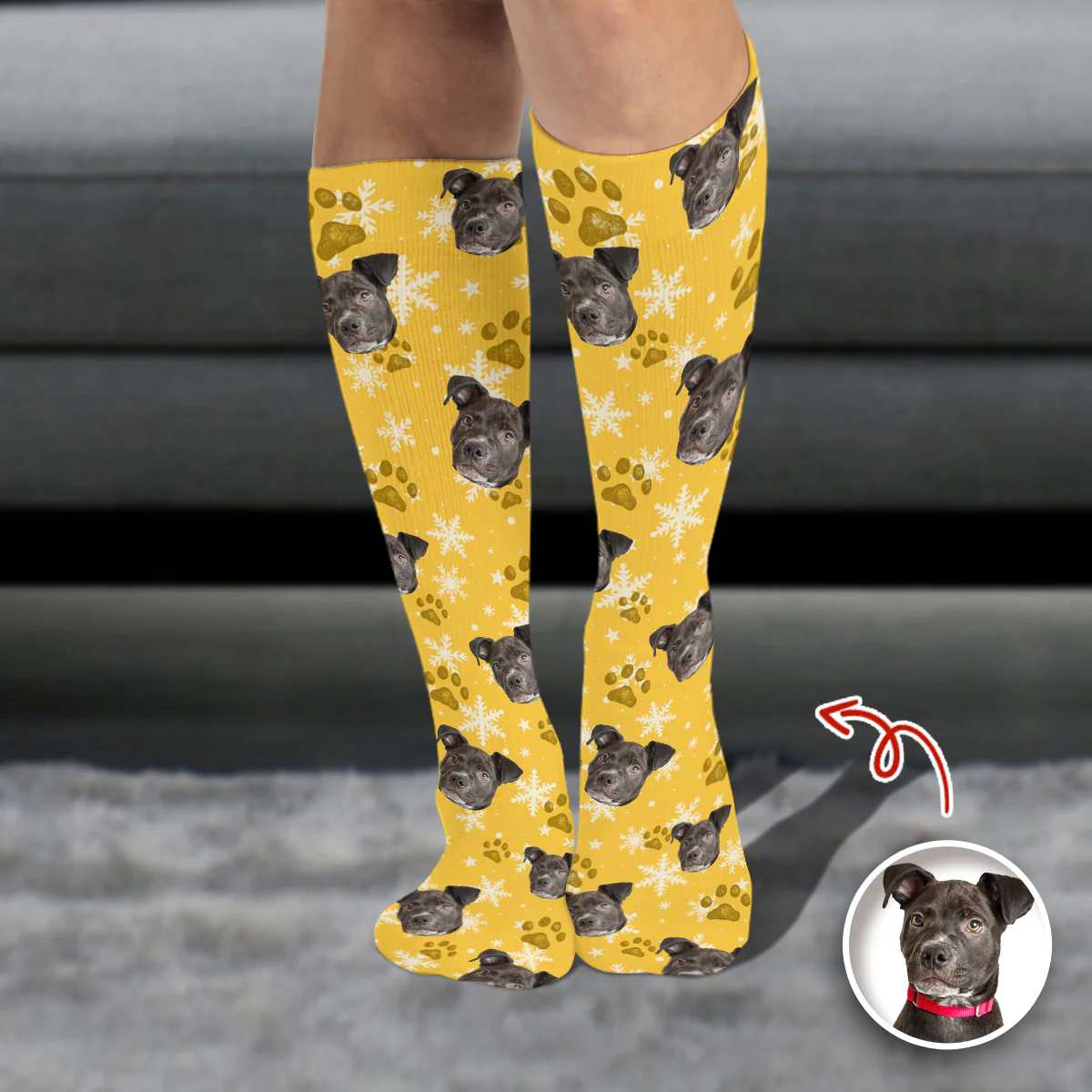 Custom Dog Photo Christmas Fluffy Socks Christmas Gift CH07 899202 - Image 3