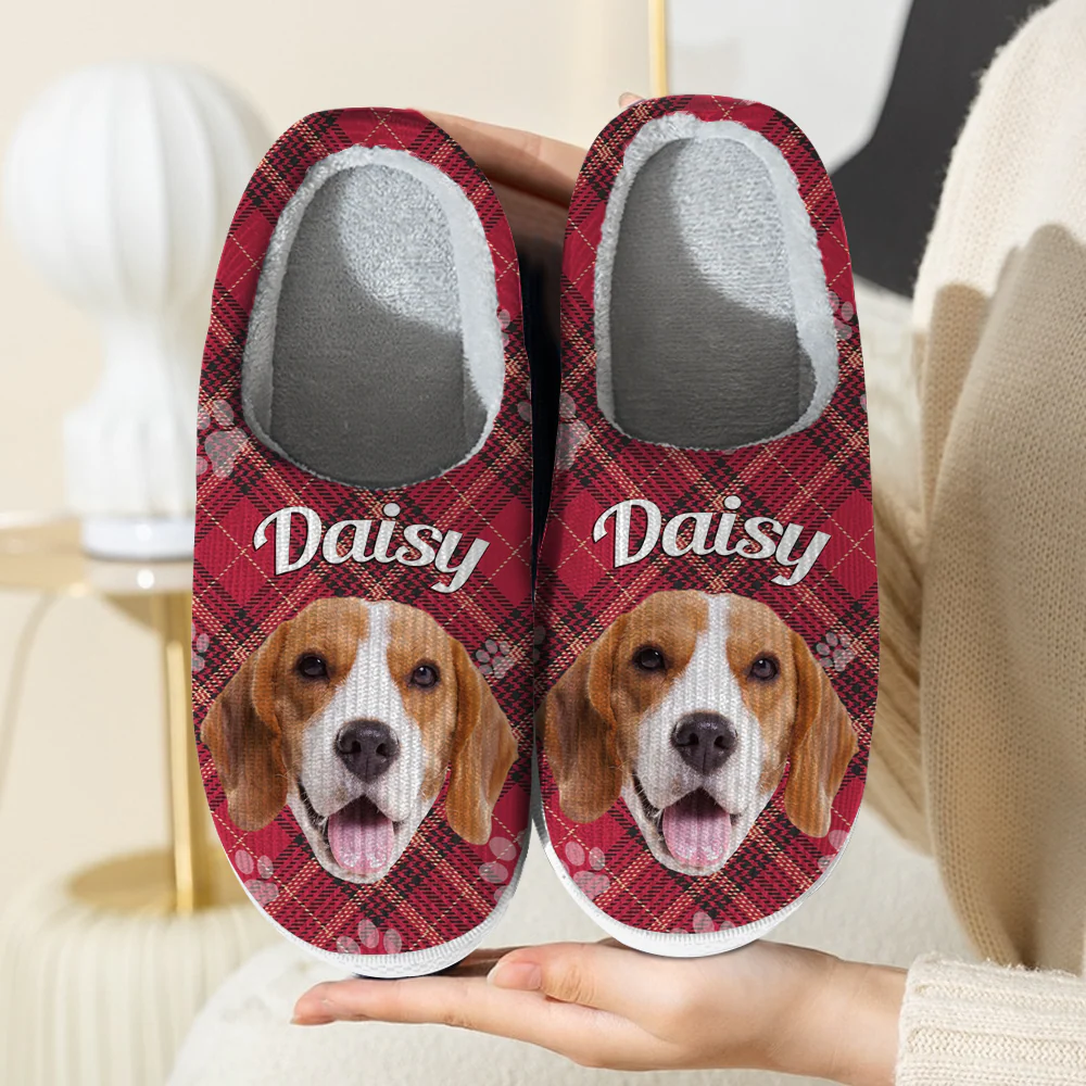 Custom Dog Photo Flannel Patten Slipper Xmas Gift For Dog Lovers CH07 896270 - Image 13