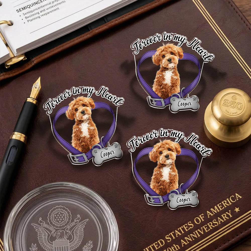 Custom Dog Photo Forever In My Heart Memorial Acrylic Pin CH07 911046 - Image 5
