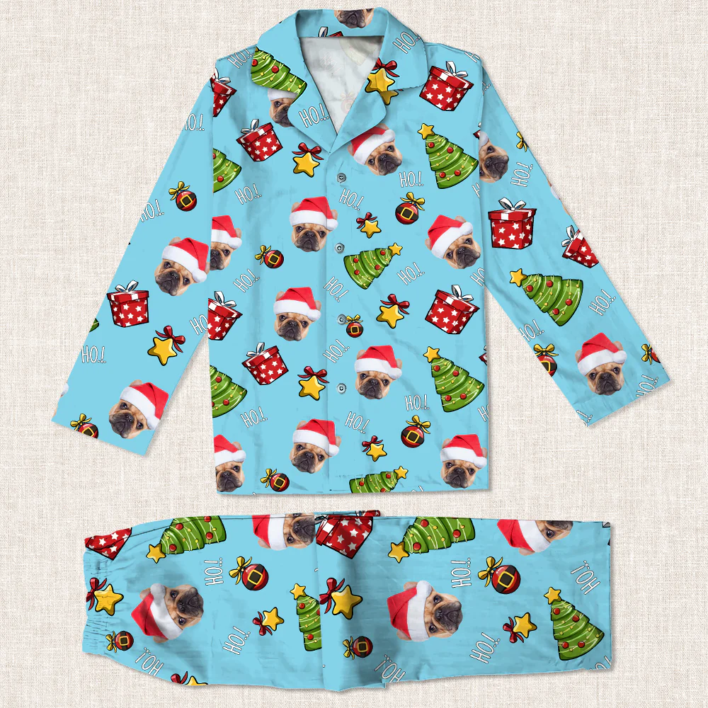 Custom Dog Photo Ho Ho Ho Pajamas Funny Christmas Gift For Dog Lovers CH07 896296 - Image 4