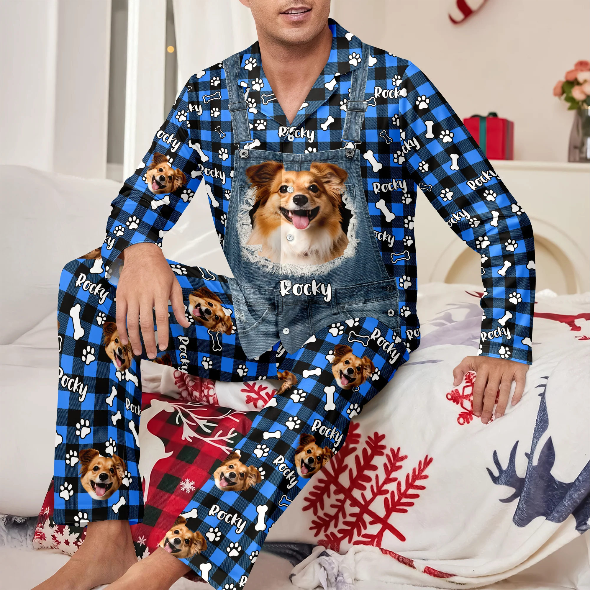 Custom Dog Photo & Name Christmas Pajamas Gift For Dog Mom Dog Dad CH07 899634 - Image 7