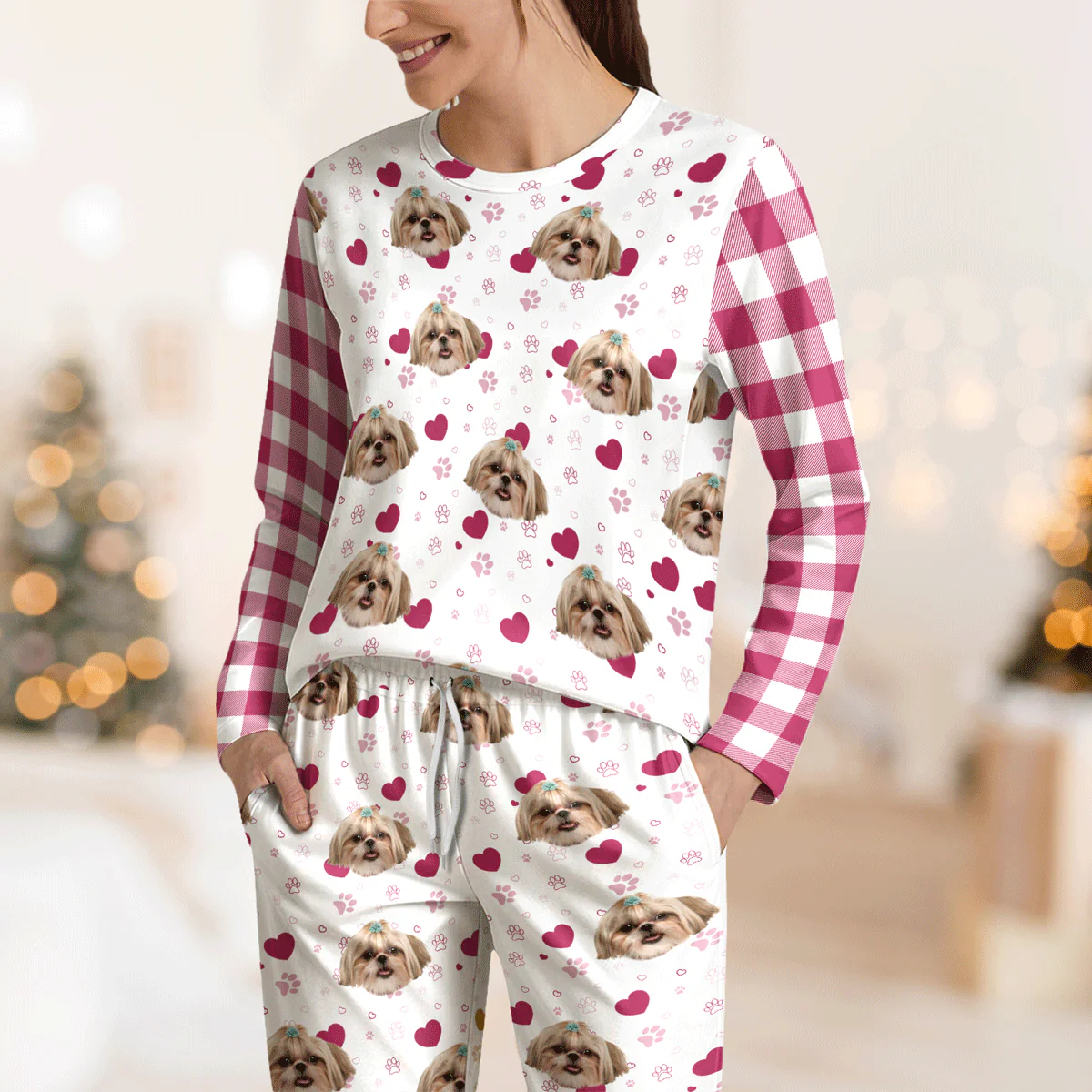 Custom Dog Photo Plaid Sleepwear Christmas Gift For Dog Lovers CH07 899646 - Image 4