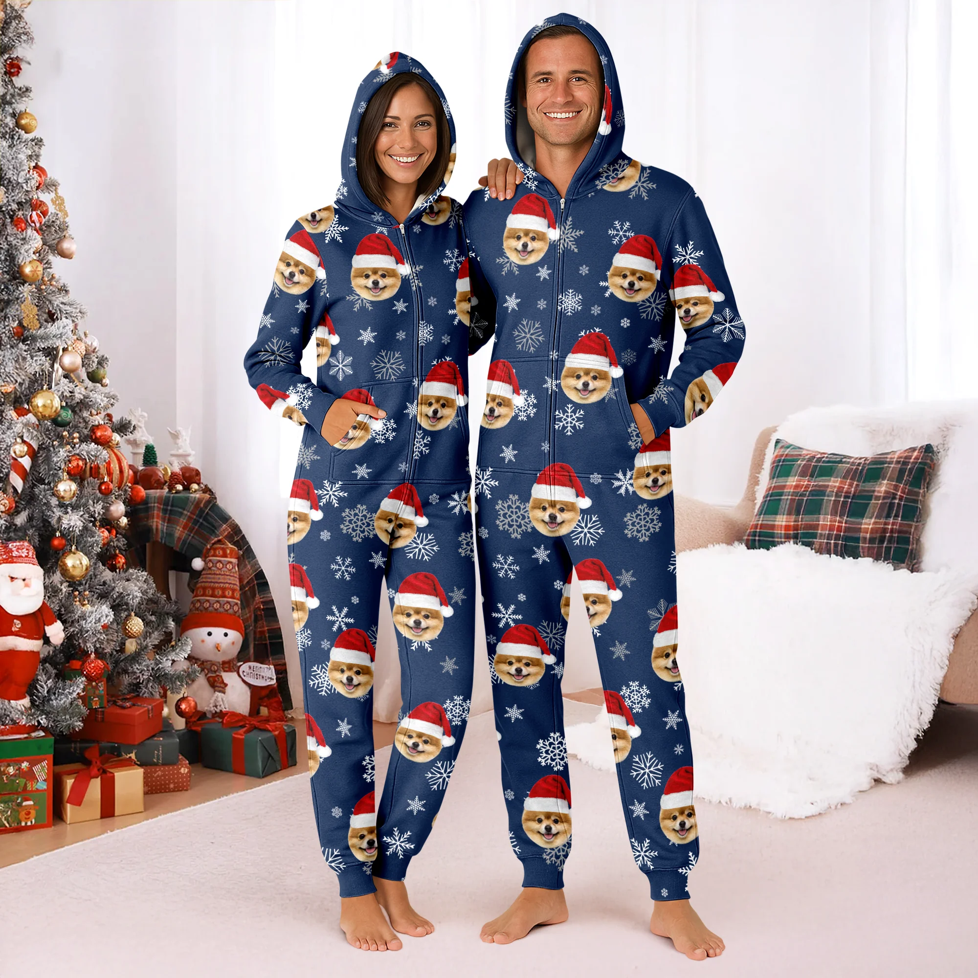 Custom Dog Photo Santa Christmas Onesie Pajamas CH07 899306 - Image 6
